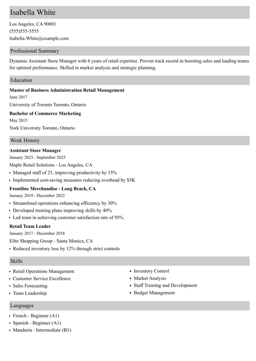 sample resume example