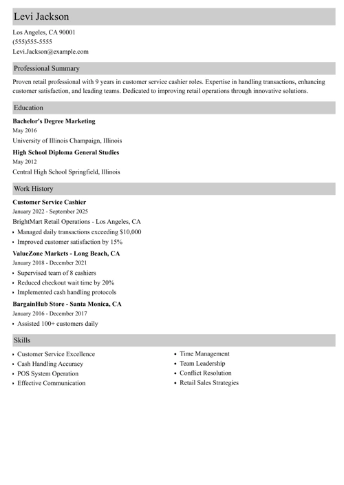 sample resume example