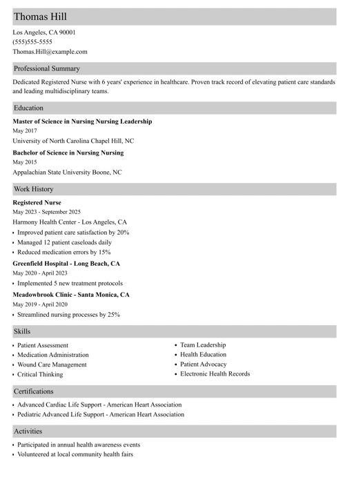 sample resume example