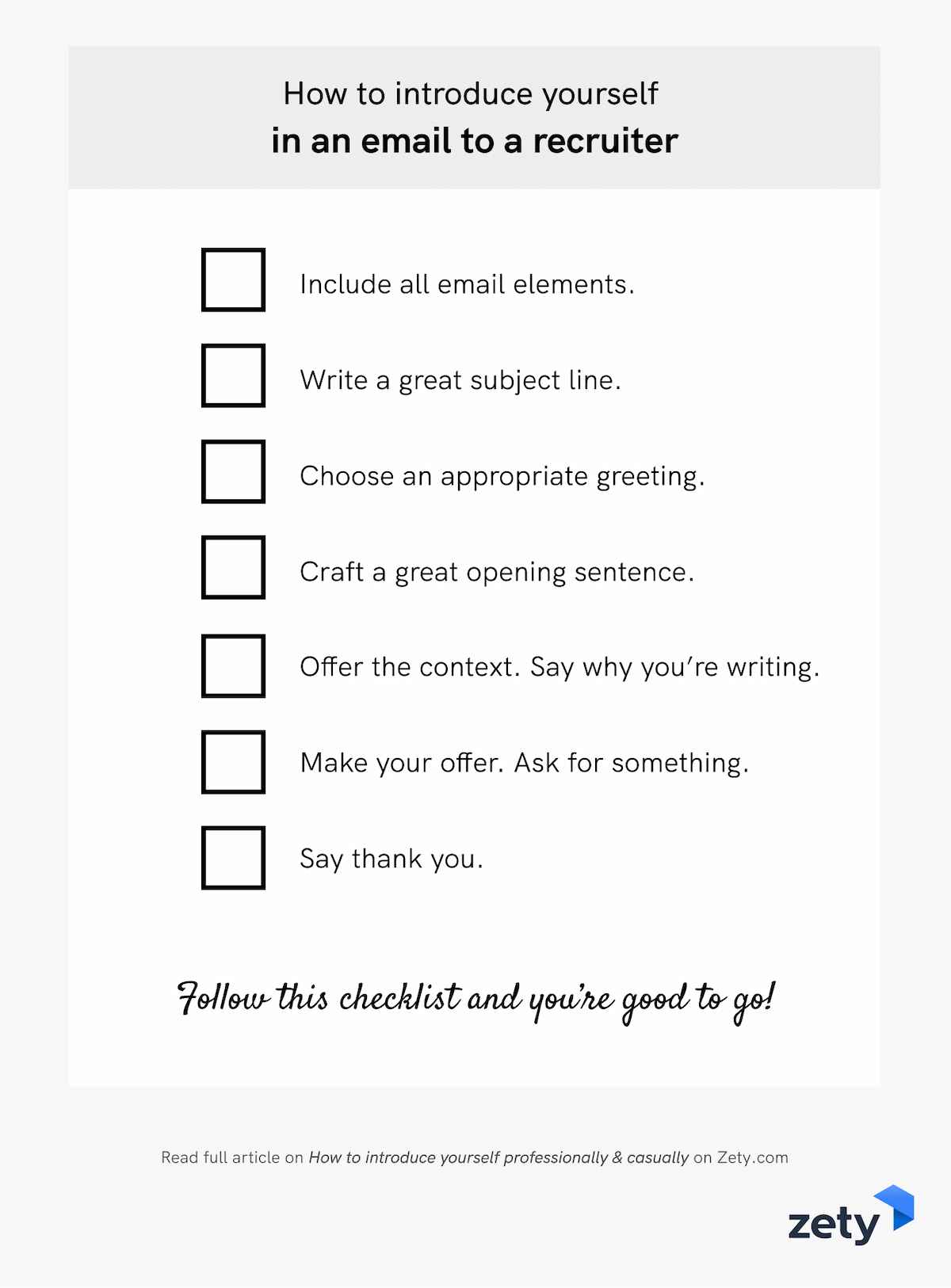 How to introduce yourself in an email to a recruiter - Checklist