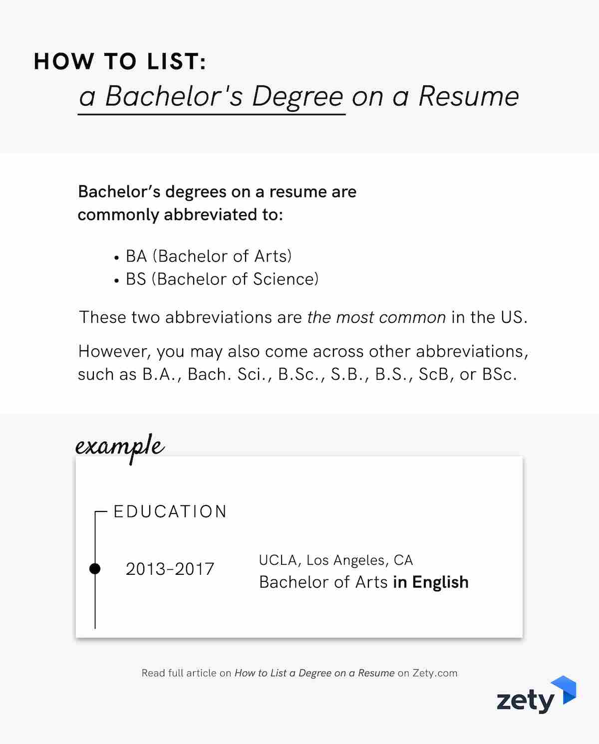 how to list bachelor degree on resume examples
