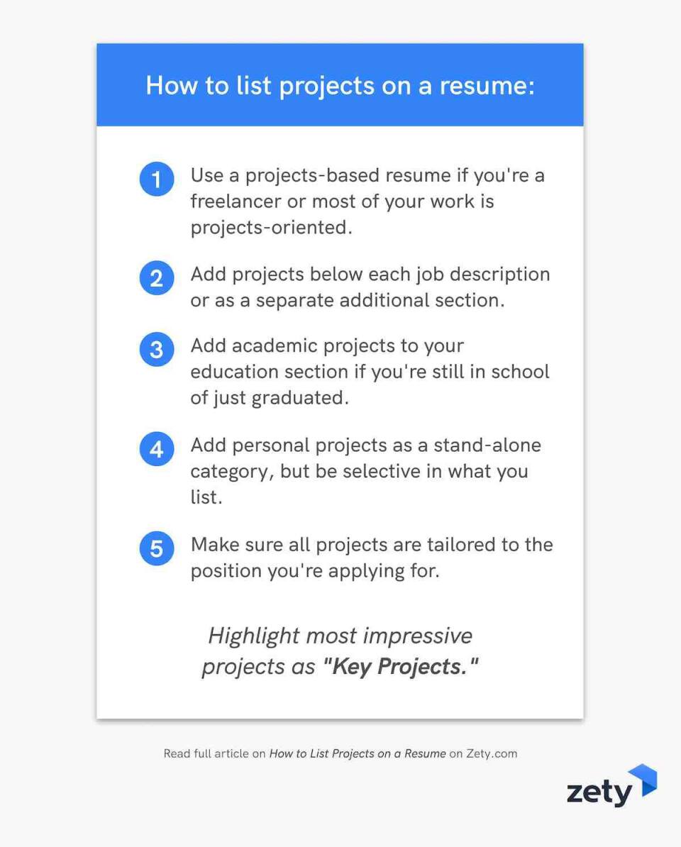 How To List Projects On A Resume Work Personal Academic