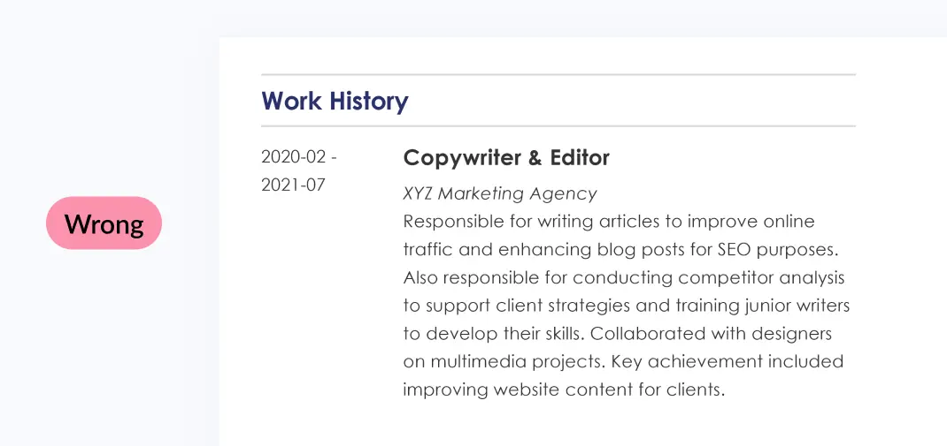 How to Create a Resume: Work Experience Section (wrong)