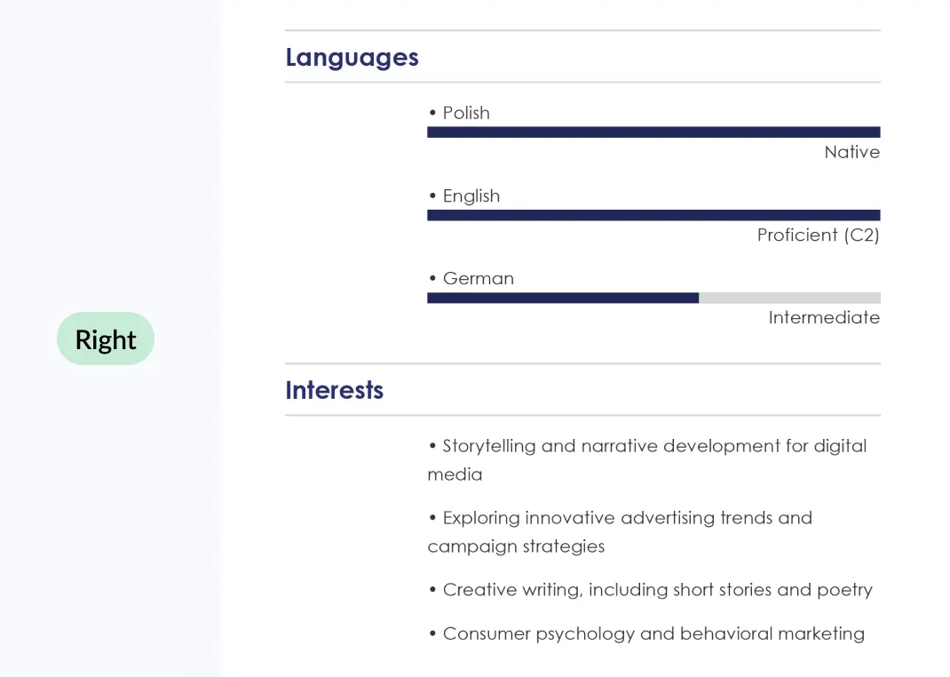 How to Write a Resume: Additional Sections (right)