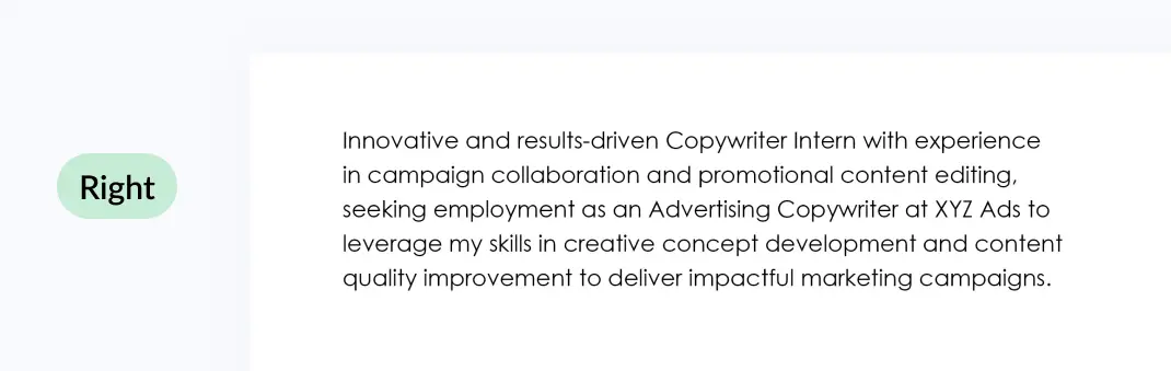How to Write a Resume: Objective Example (right)