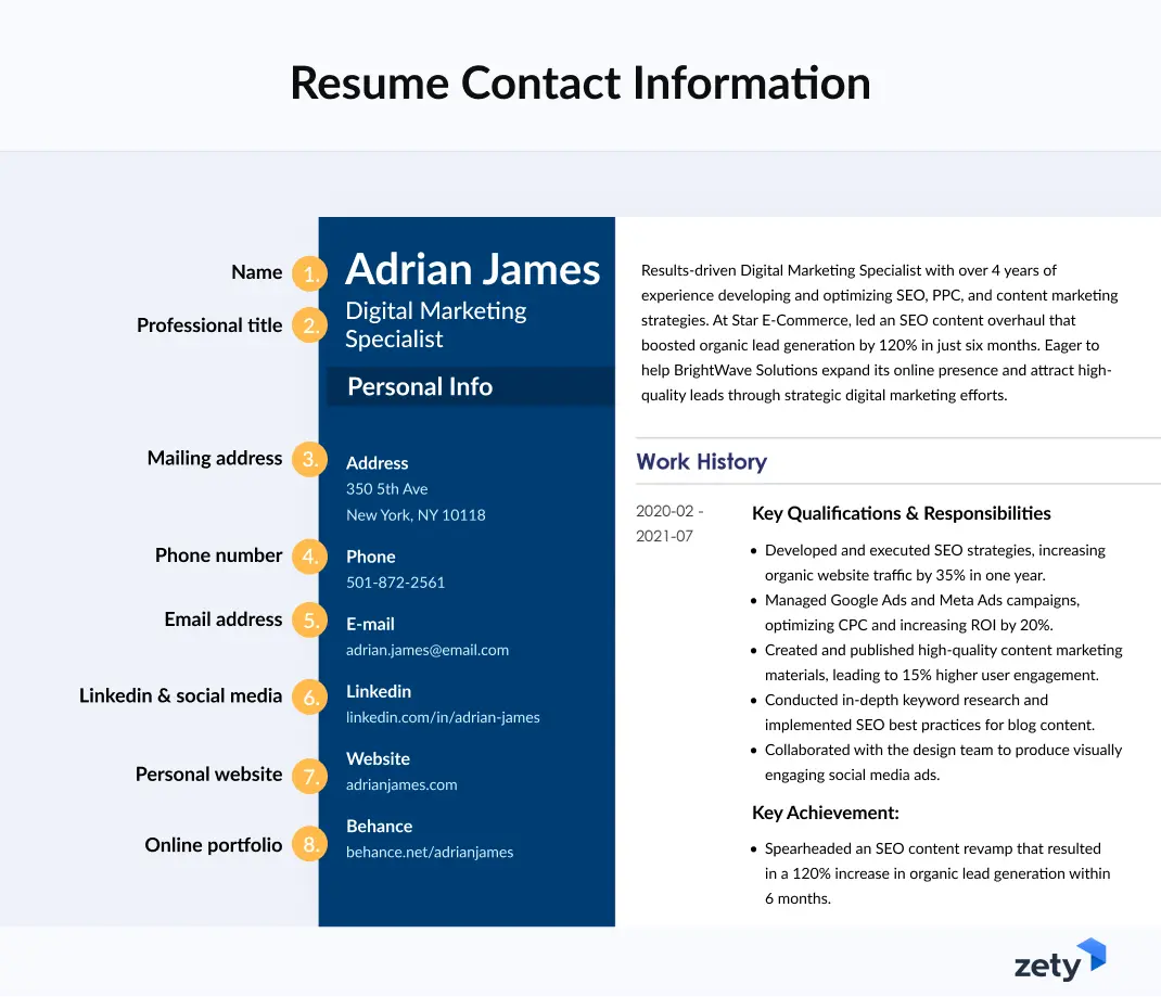 Resume contact information