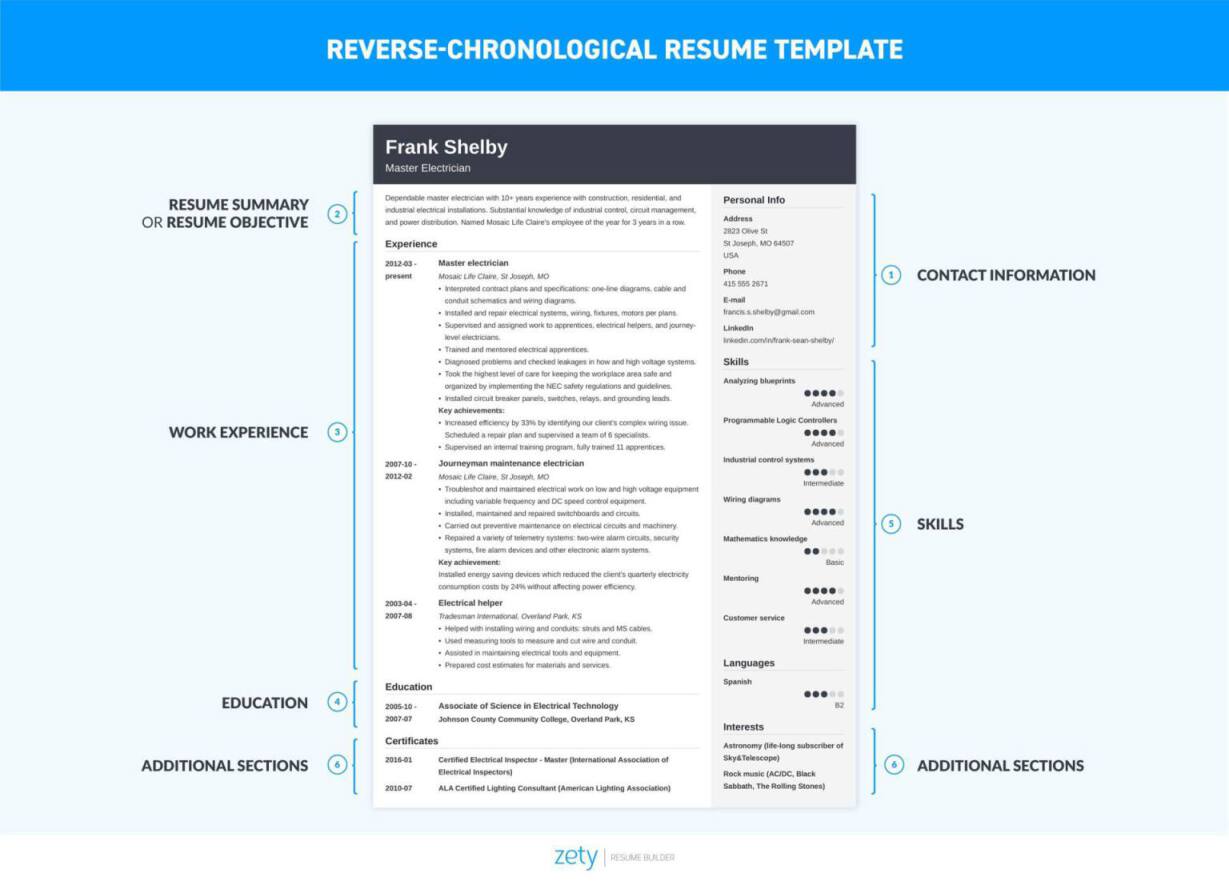 Chronological Resume Template Format Examples