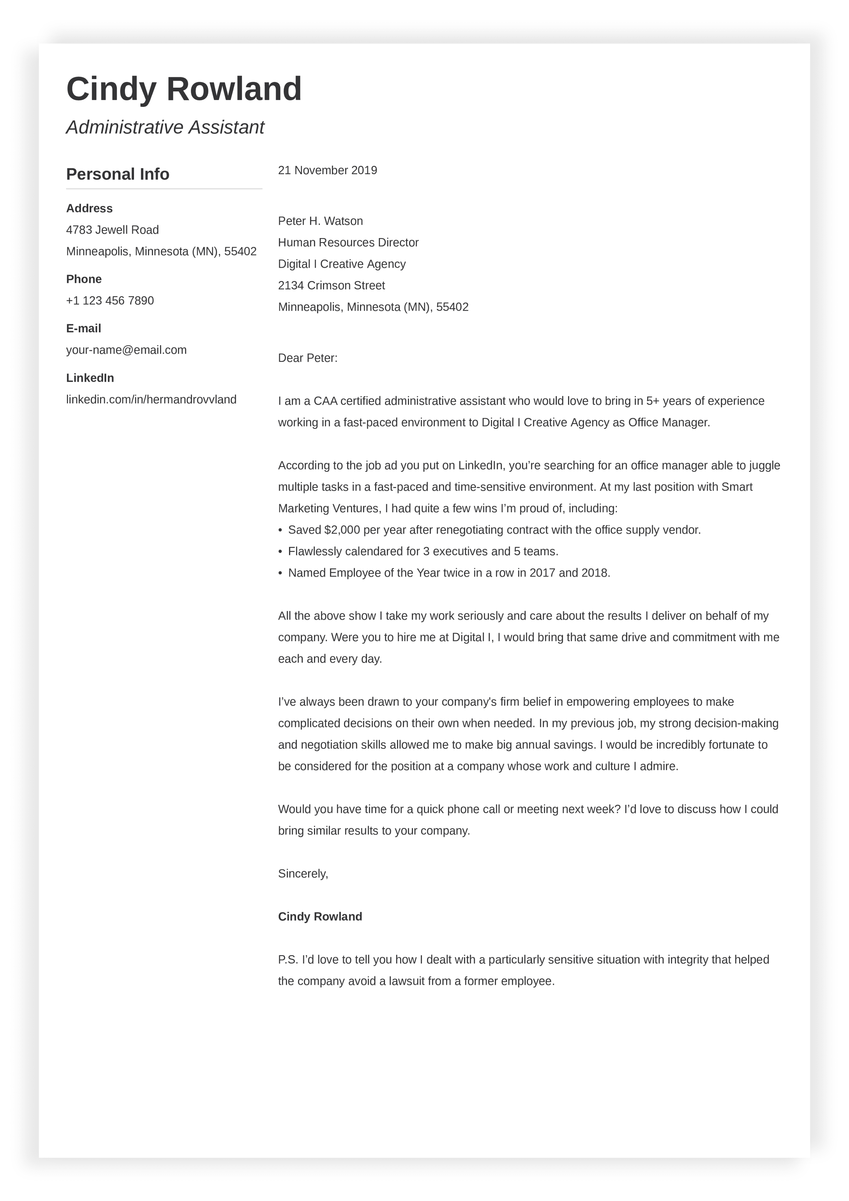 cover letter what to put in it