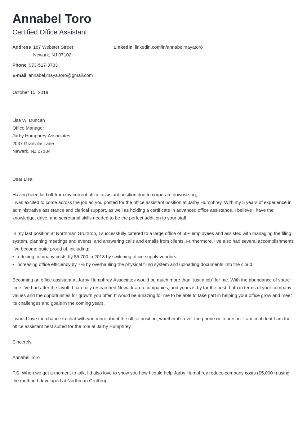 cover letter example for applying for multiple jobs
