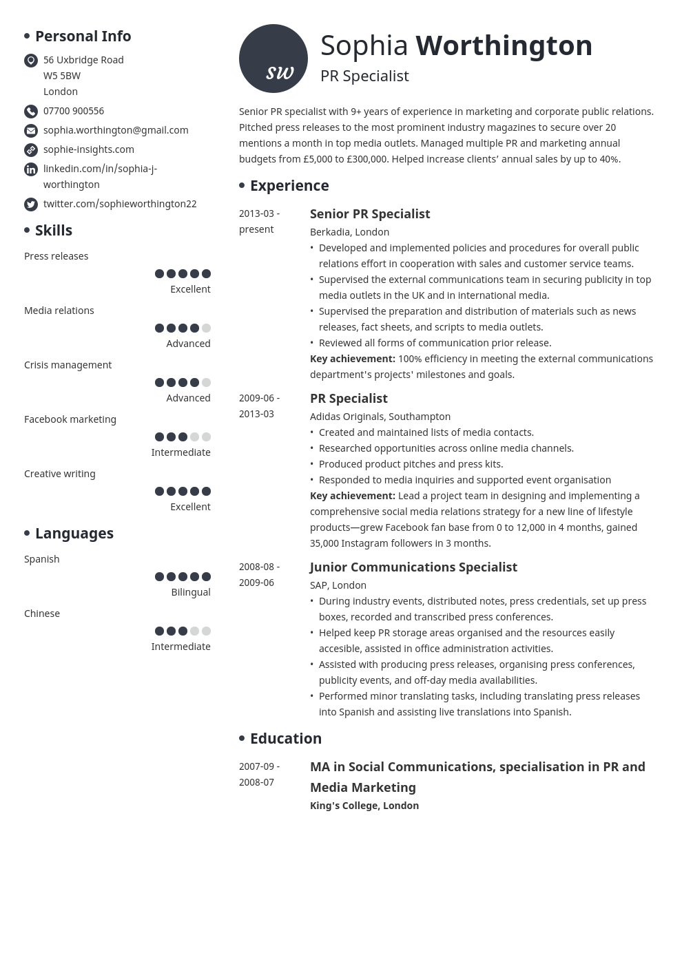 Samples Of Curriculum Vitae / Sample CV | Fotolip.com Rich image and