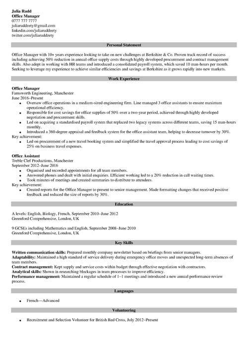 sample resume example