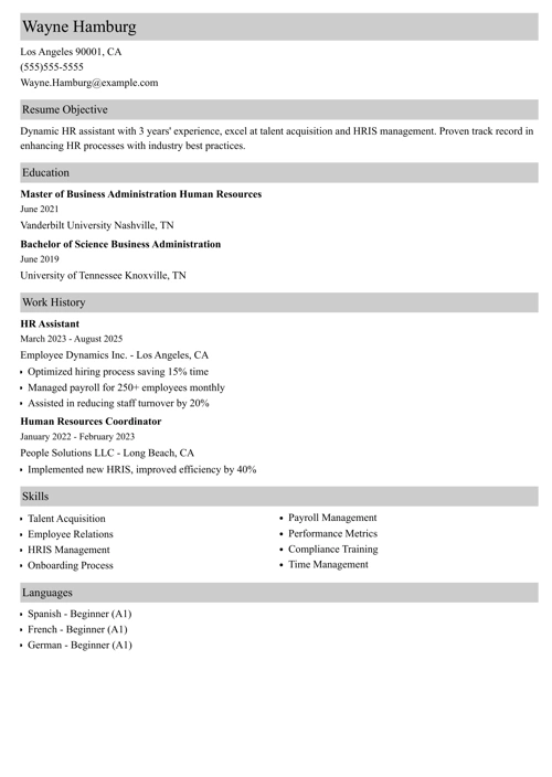 sample resume example