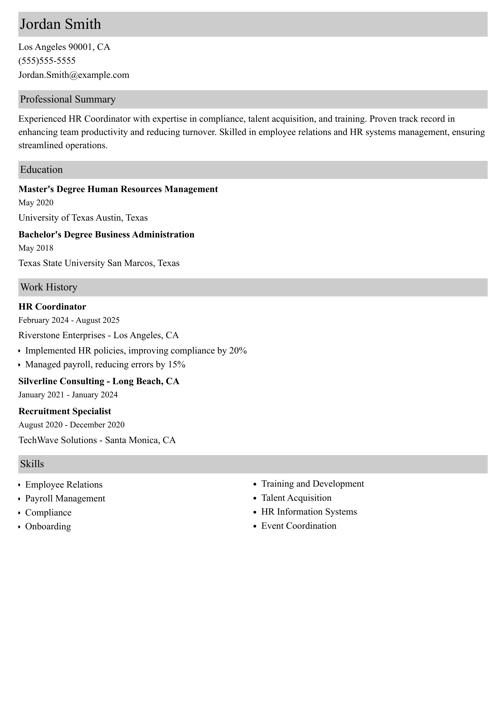 sample resume example