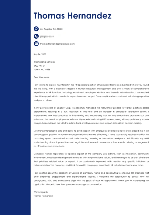 sample cover letter example