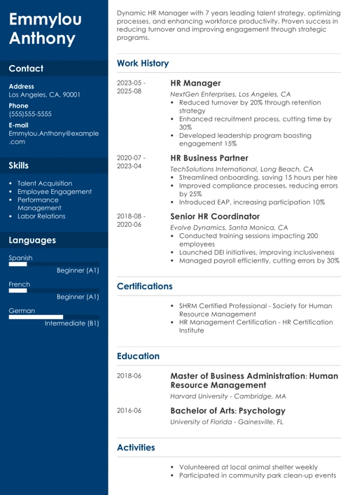 sample resume example