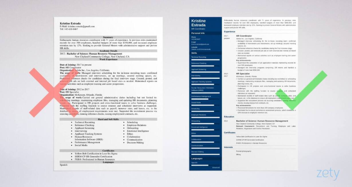 sample resume templates