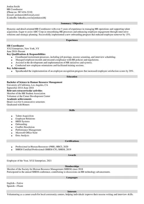 sample resume example