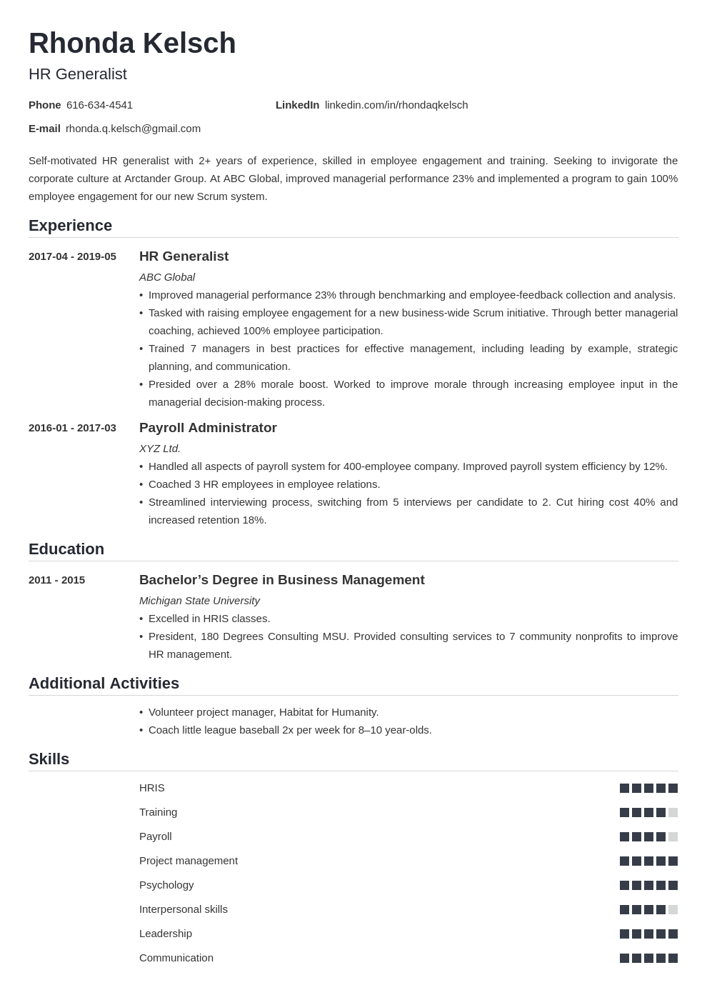 hr generalist resume example template nanica