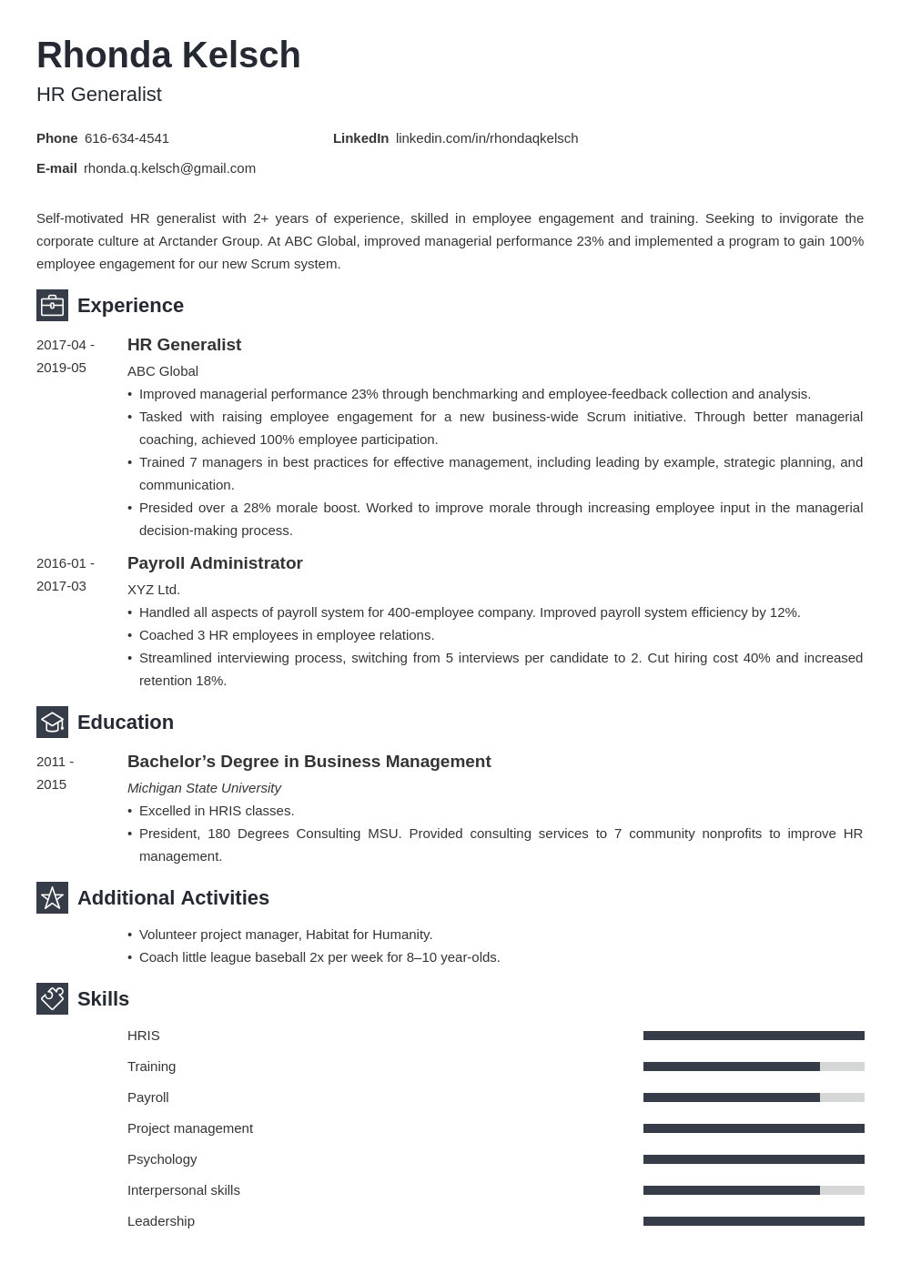 hr generalist resume example template newcast