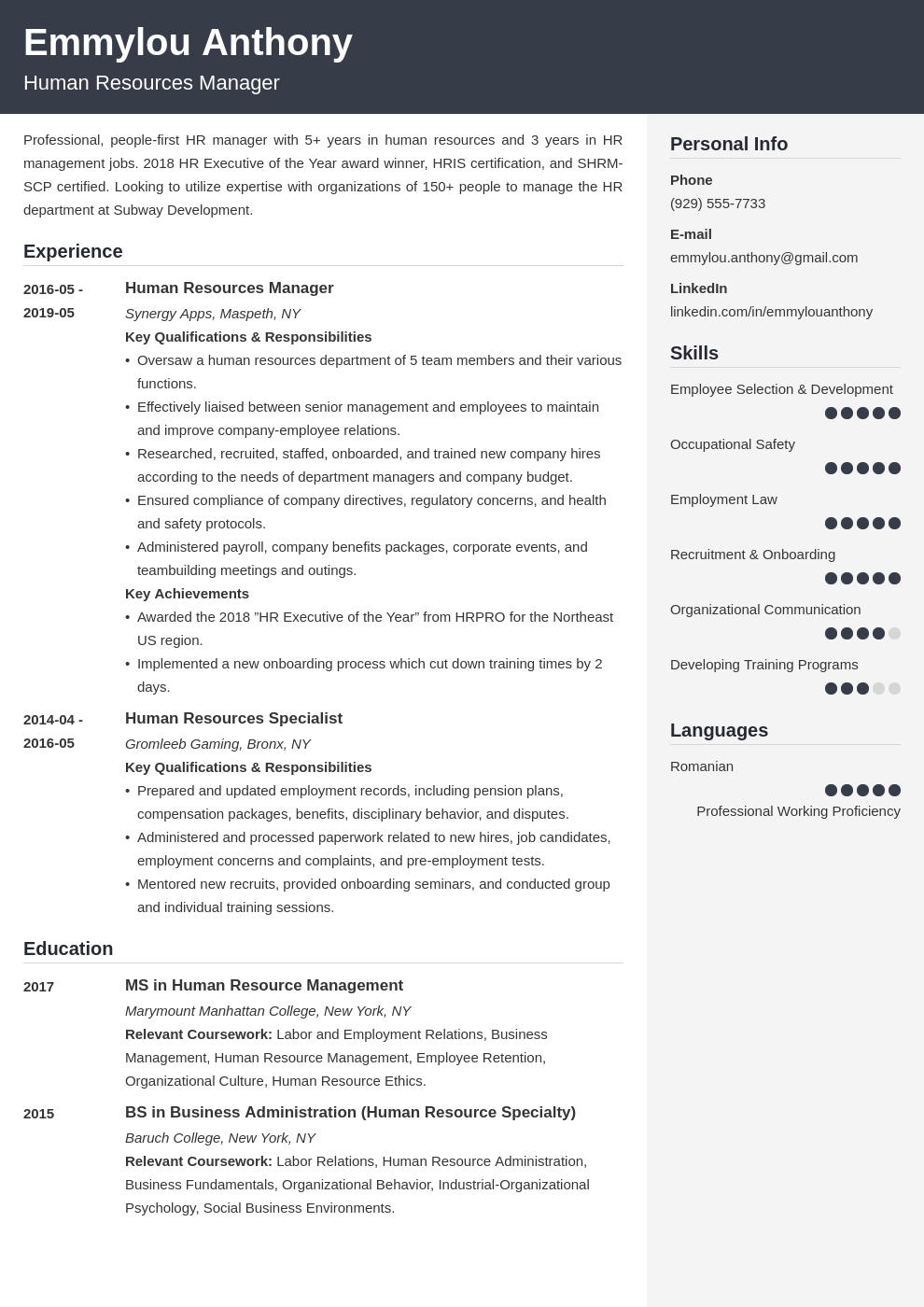 hr manager resume example template cubic
