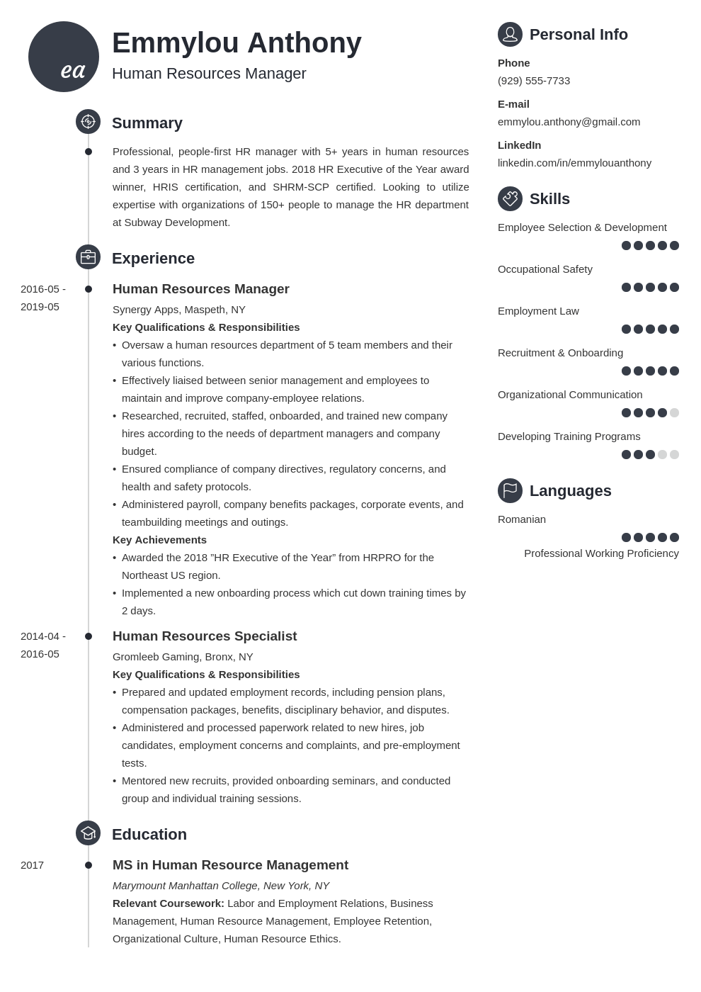 hr manager resume example template primo