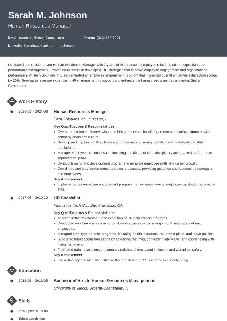 Diamond resume template for HR managers