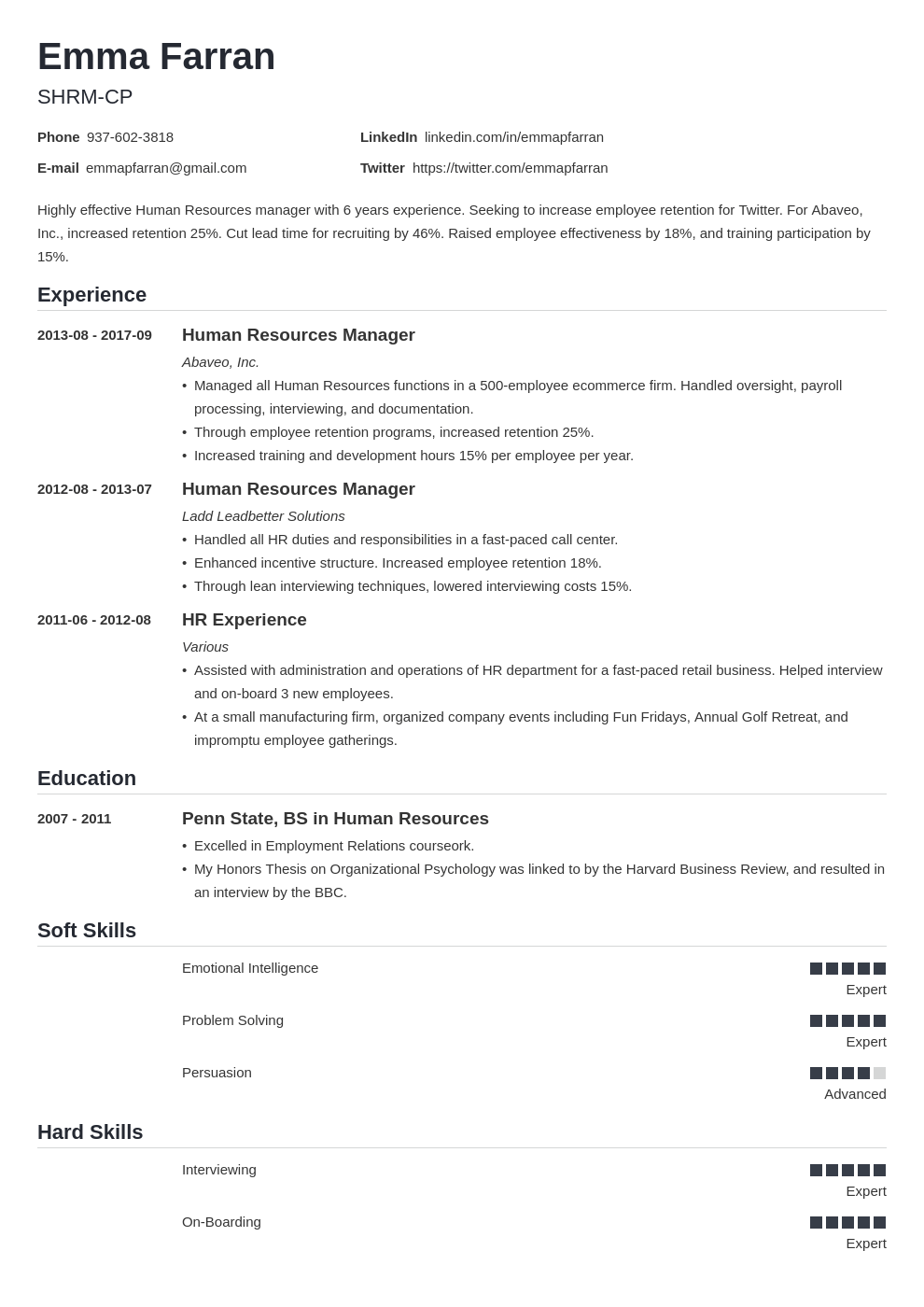 resume for human resources fresh graduate