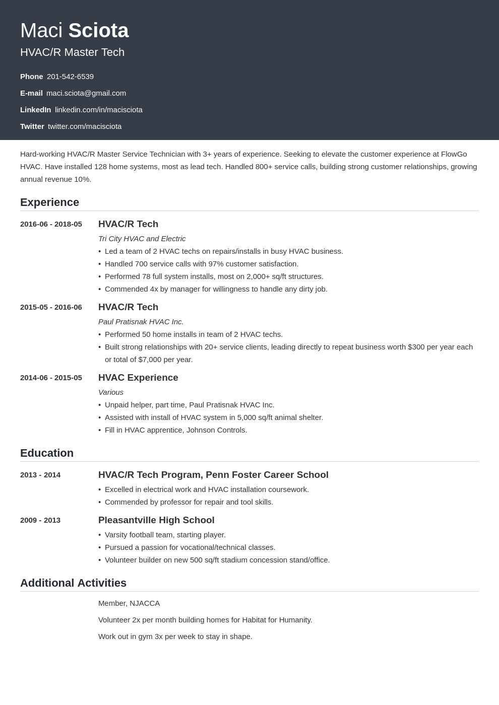 hvac resume example template influx
