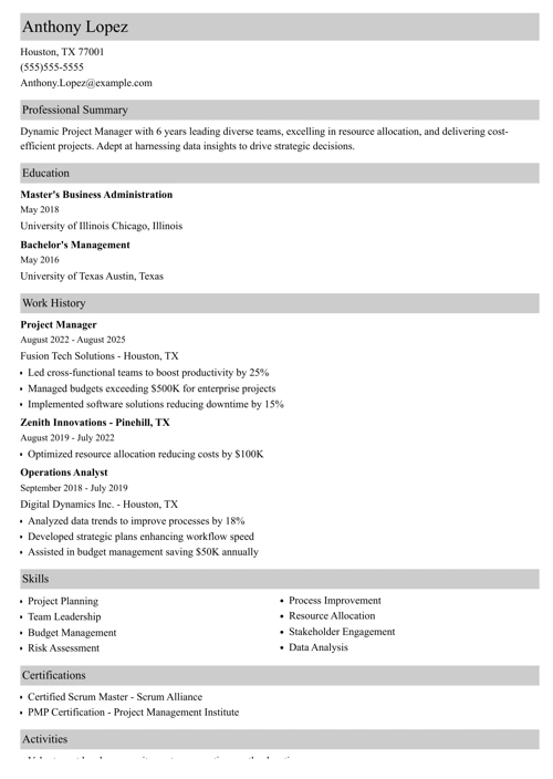 sample resume example
