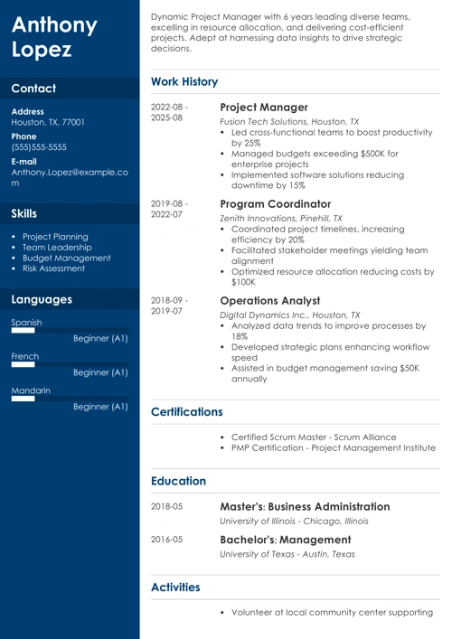 sample resume example