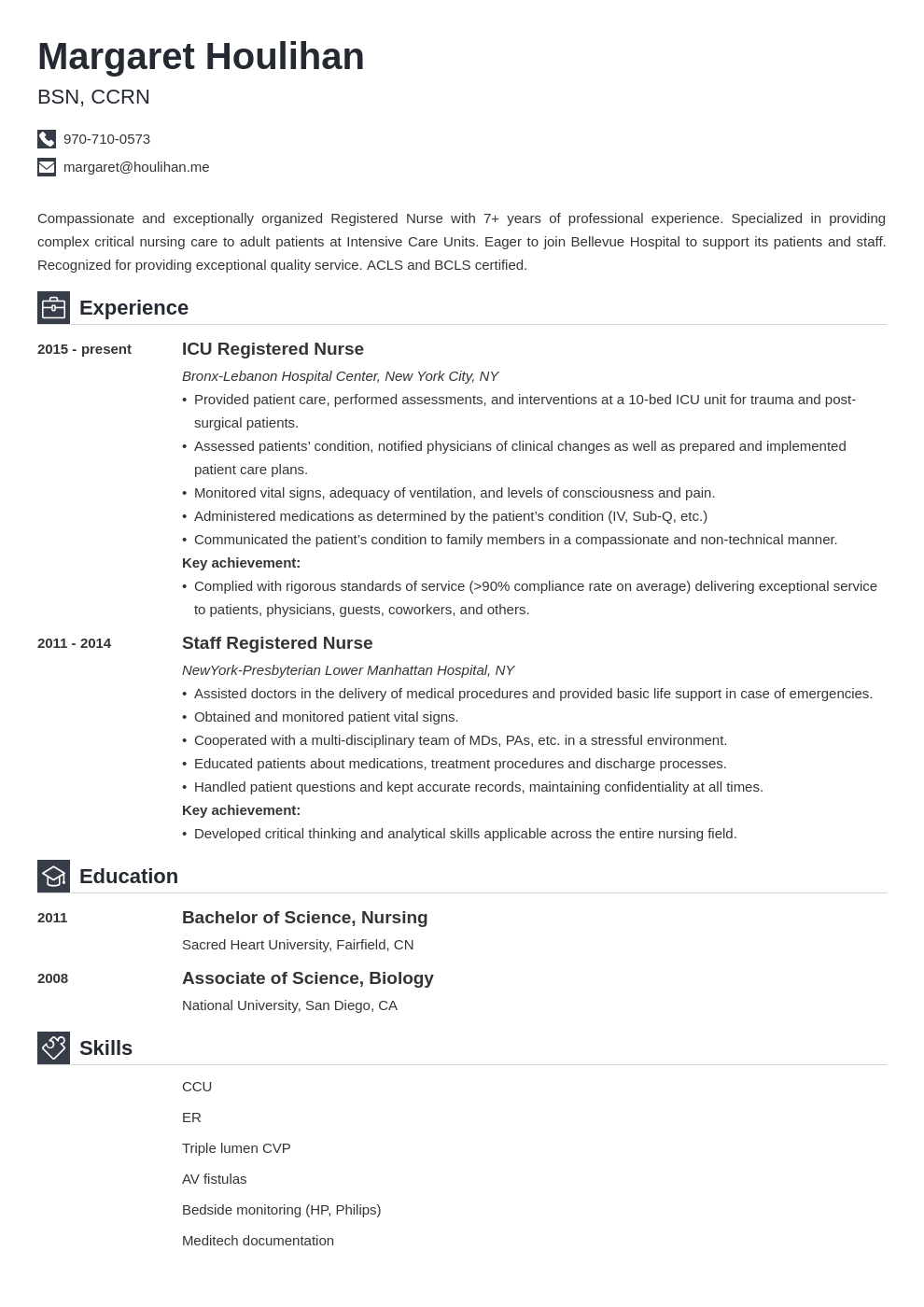 icu nurse resume example template iconic