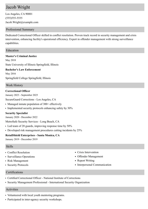 sample resume example