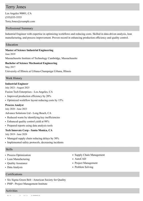 sample resume example