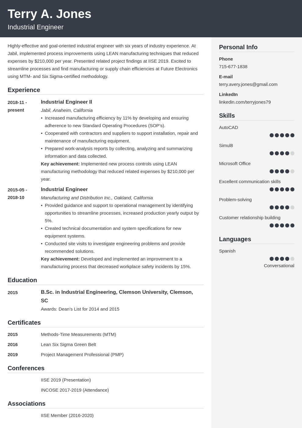 Industrial Cv Template