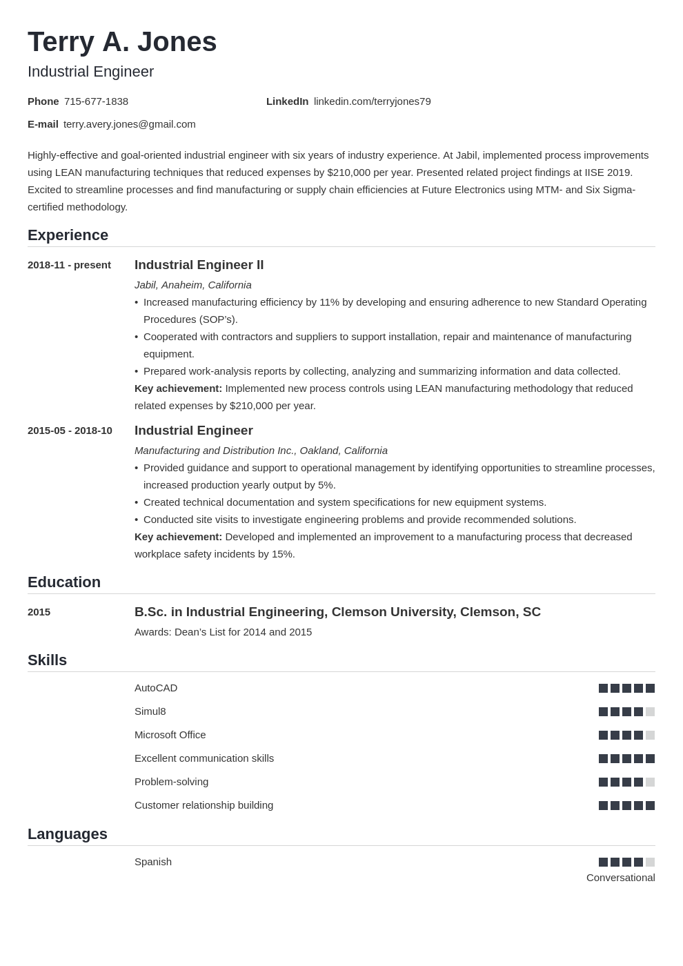 Industrial Engineer Resume Examples [2024 Guide]