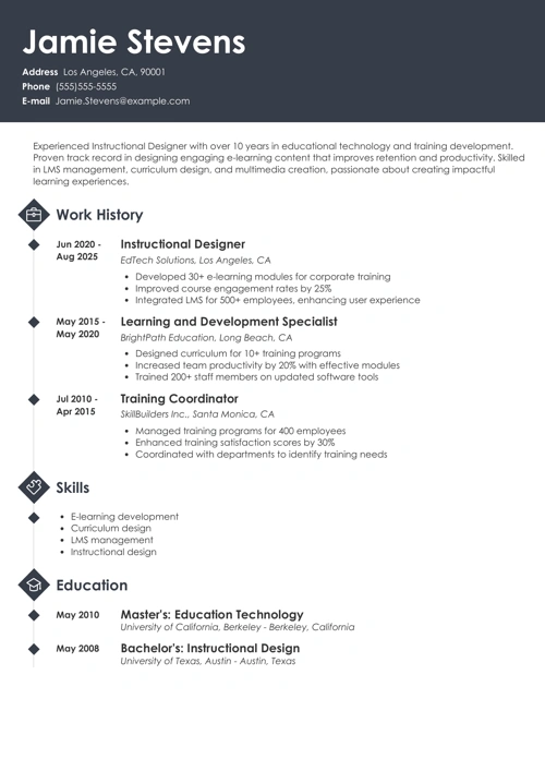 Instructional Designer Resume Sample