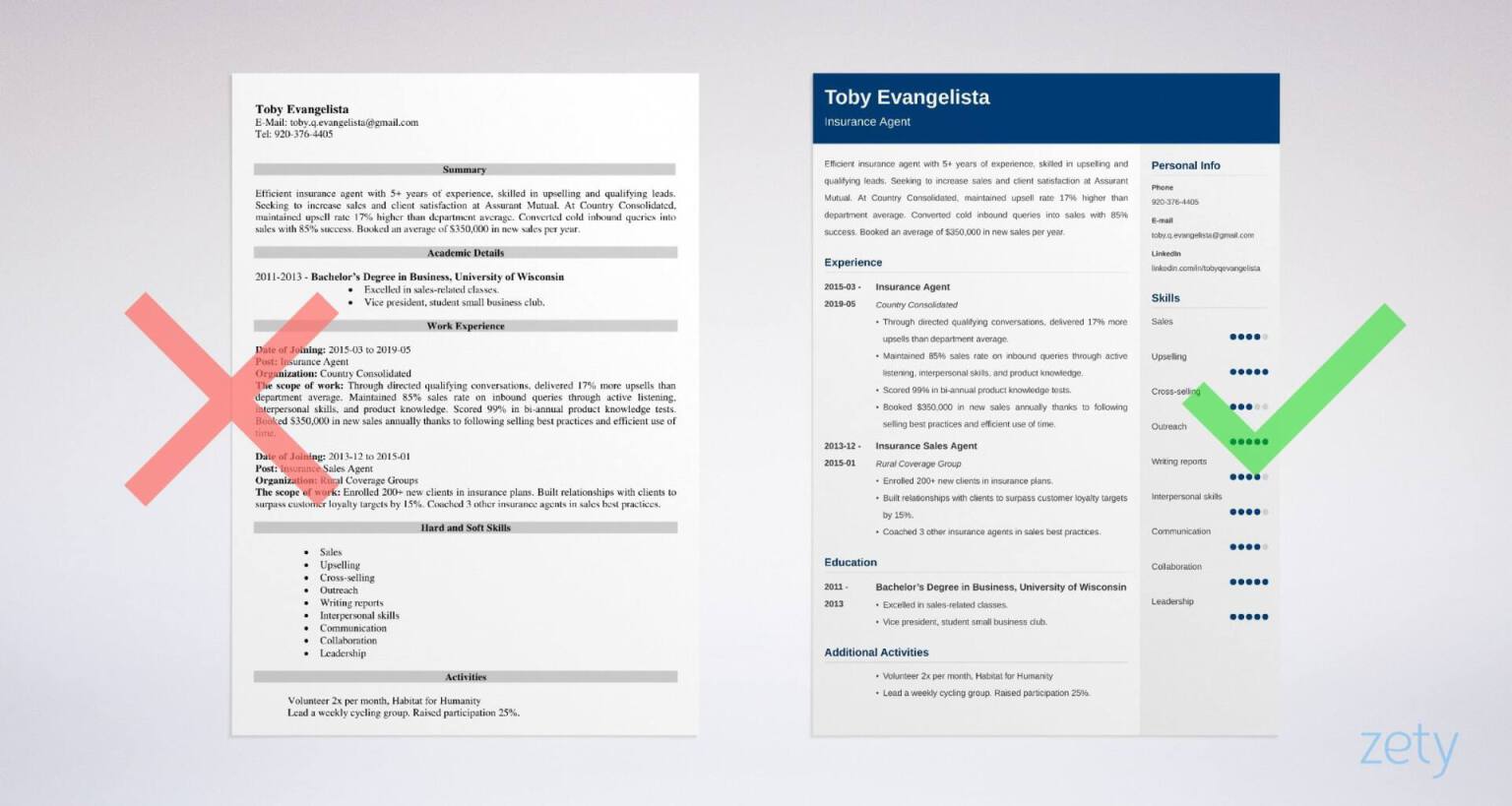 Licensed Insurance Agent Resume Example