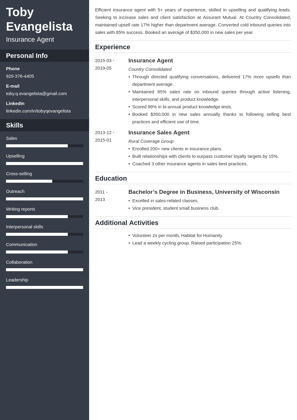 insurance agent resume example template cascade