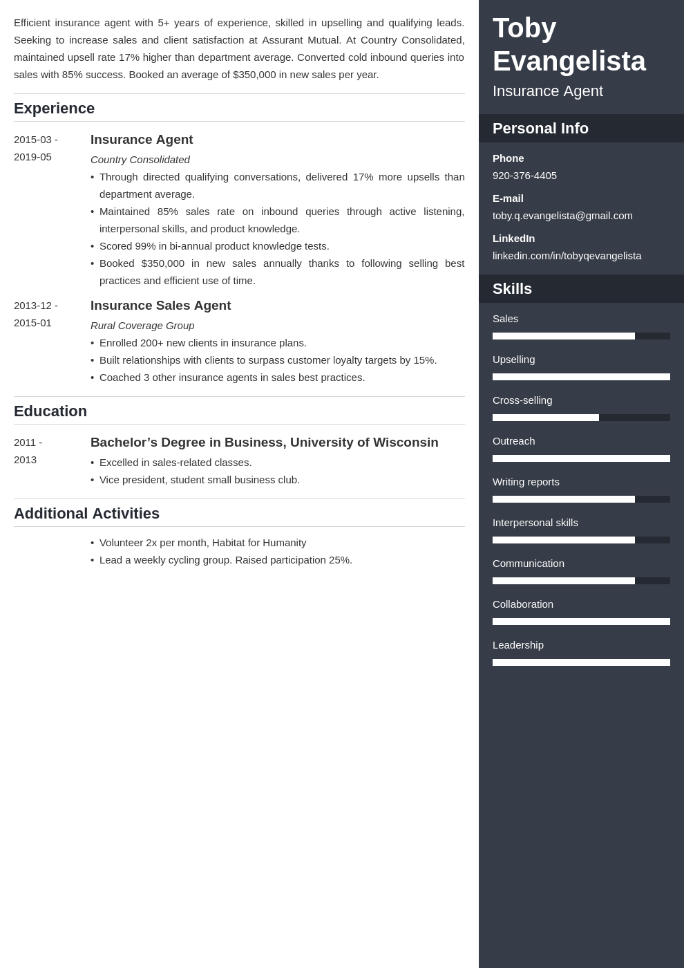 insurance agent resume example template enfold