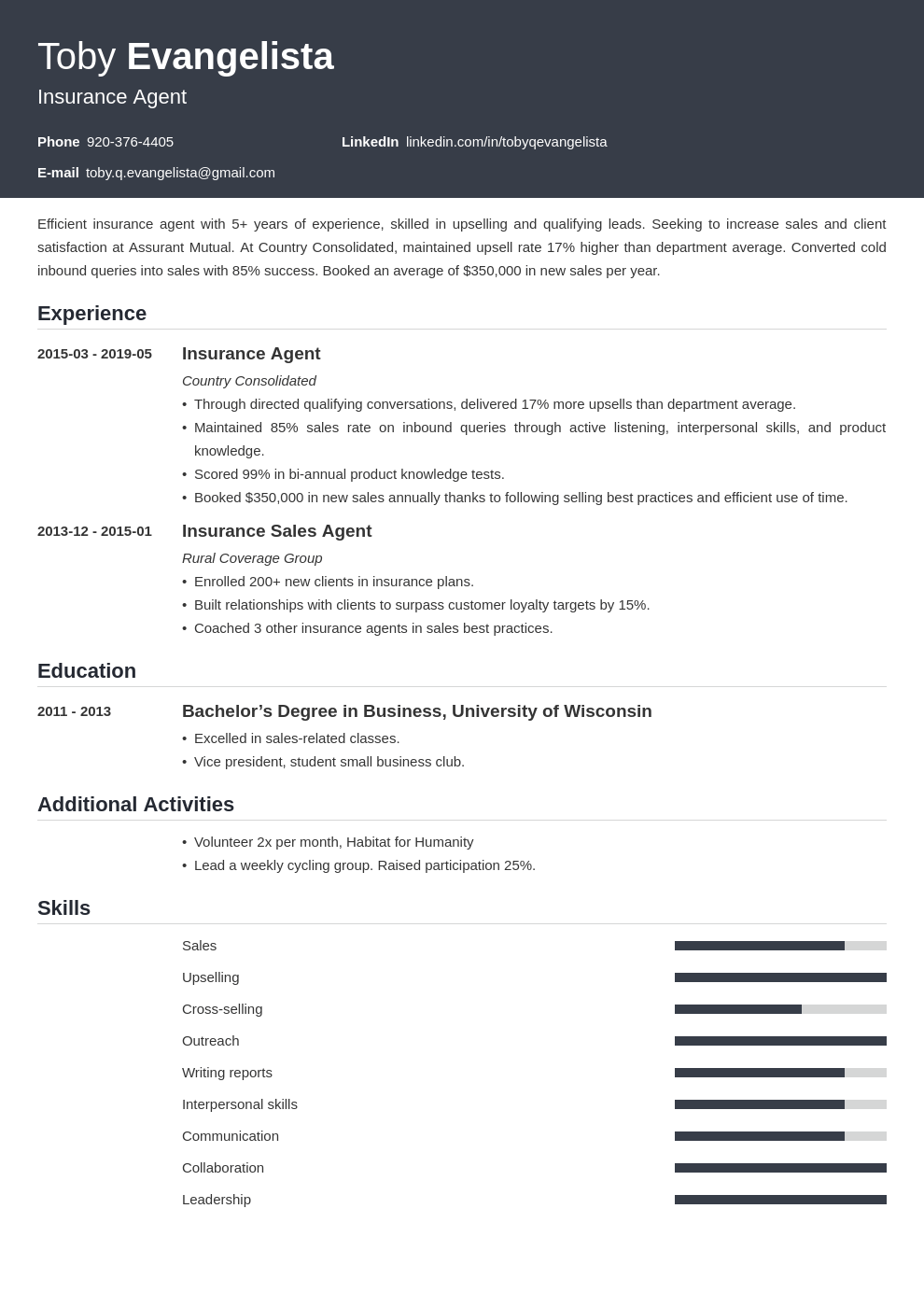insurance agent resume example template influx