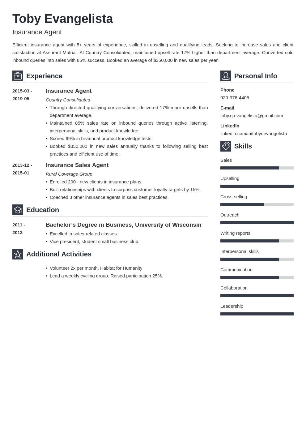 insurance agent resume example template vibes