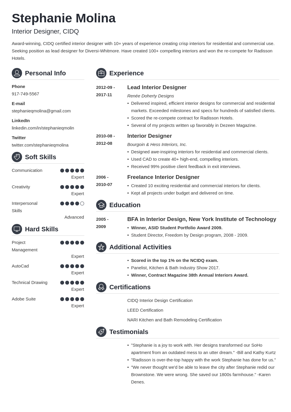 riehledesigns: Entry Level Interior Designer Resume