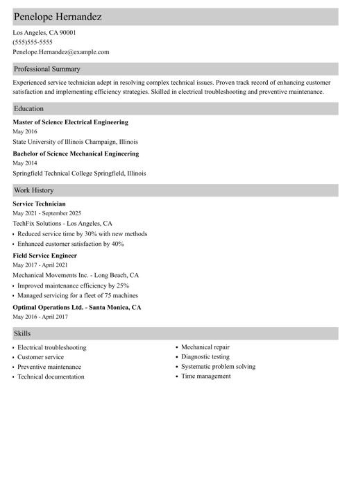 sample resume example