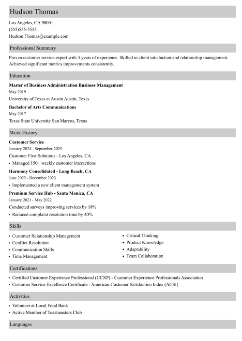 sample resume example