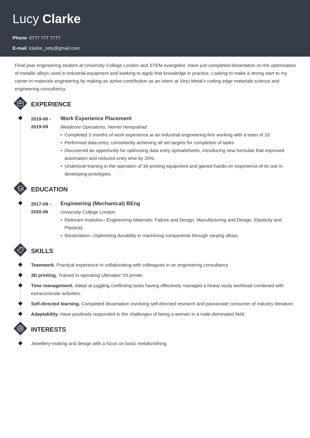 Internship Cv Sample And How To Write 10 Templates