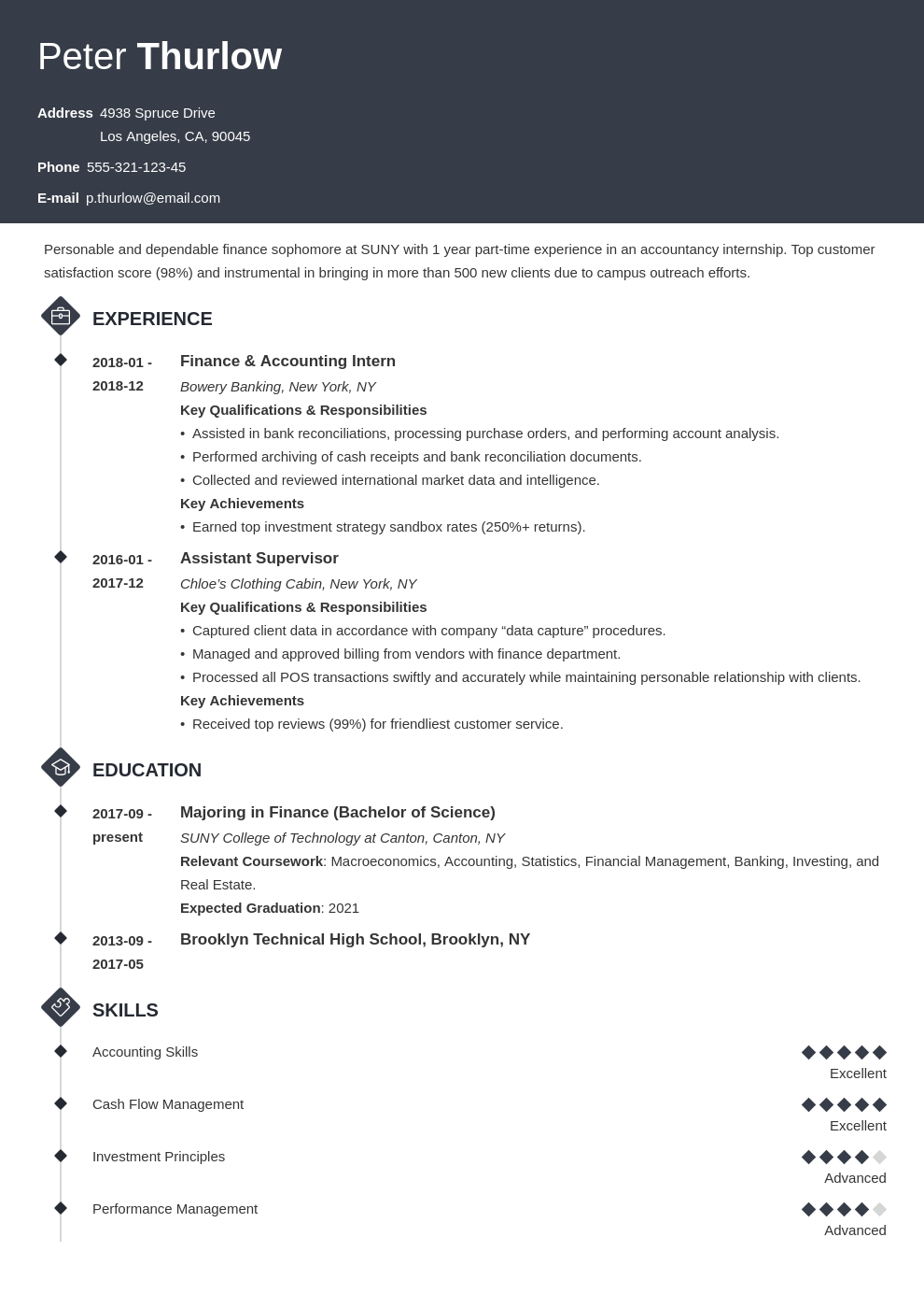 resume sample for ojt