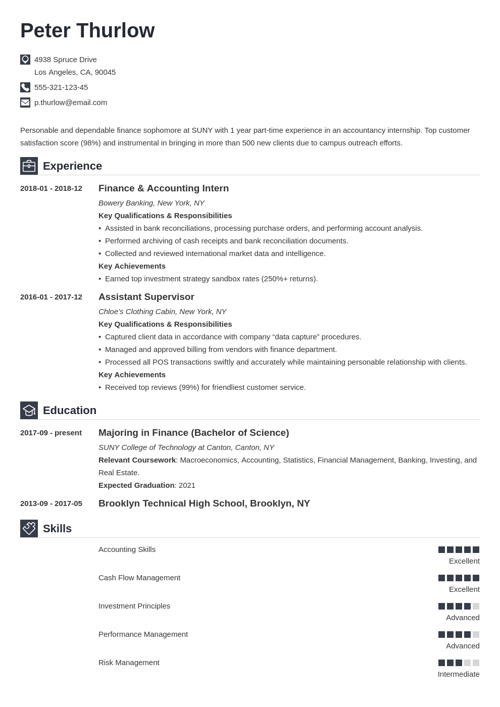 Internship Resume For College Students Guide 20 Examples
