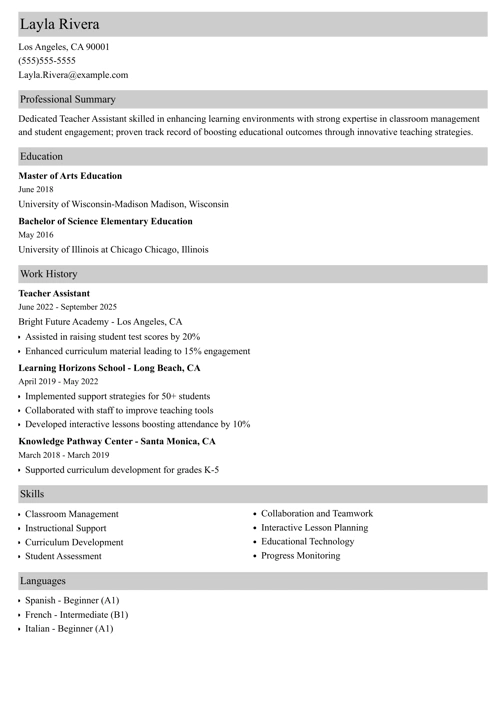sample resume example