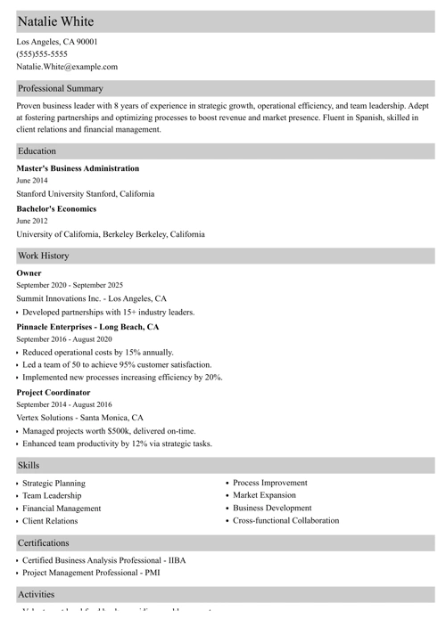sample resume example