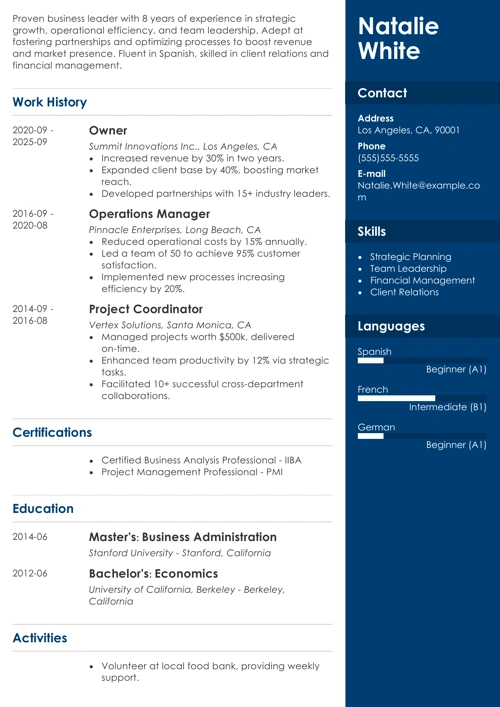 sample resume example